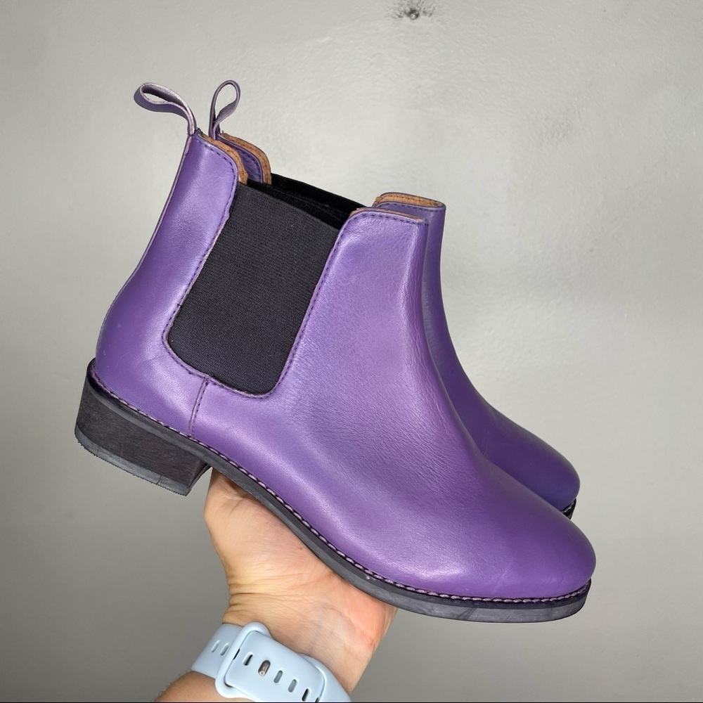 Eight Second Angel Purple Leather Chelsea Boot Womens 7
